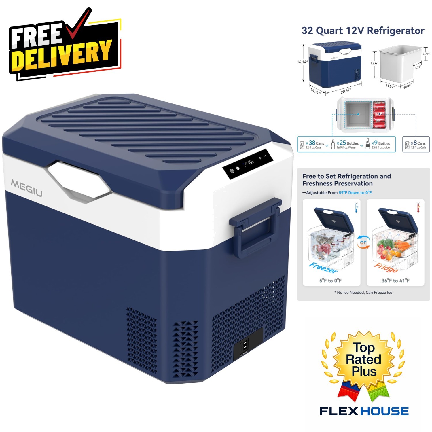 Eco-Friendly Portable Cooler: 32 Quart Capacity with Fast Cooling Technology