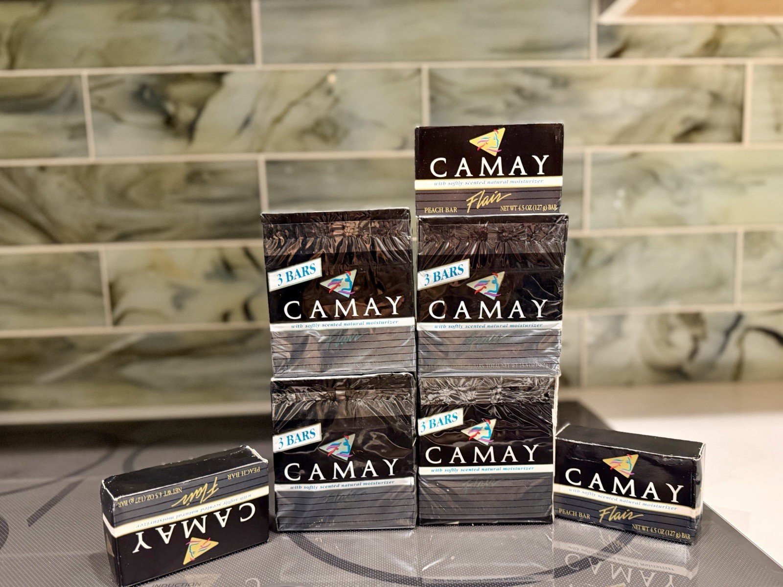 Vintage Camay Flair Soap Lot Of 15 Bars Five 3-PACKS 4.5oz Peach 12 Pk 92 3@95 Vintage Camay Flair Soap Lot Of 15 Bars Five 3-PACKS 4.5oz Peach 12 Pk 92 3@95