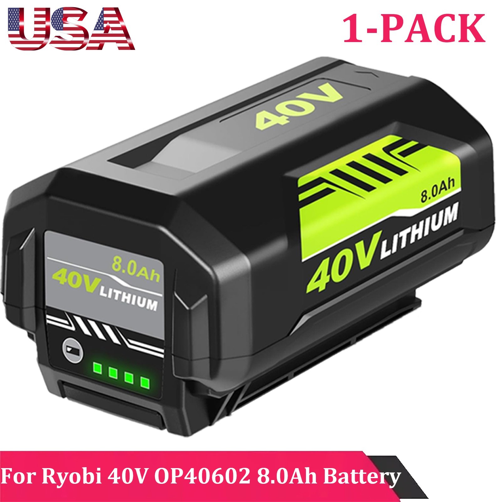 1-4x 40 Volt 8.0Ah Battery with LED /Rapid Charger for Ryobi 40V Lithium OP40602
