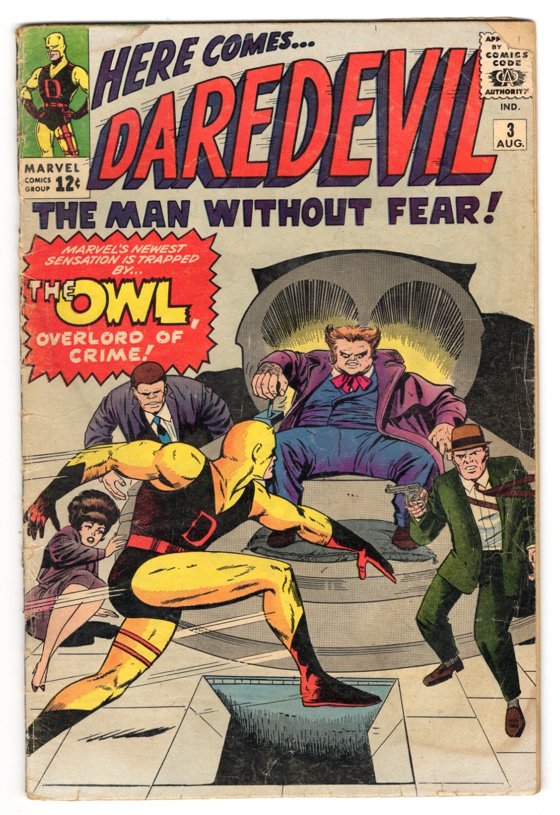 Daredevil 3 1964 Marvel Comics G/VG 3.0 Origin & 1st App Owl Karen Page