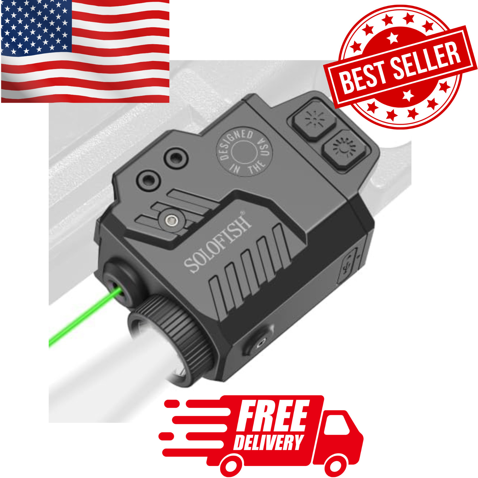 800 Lumens Pistol Light Laser Combo, Strobe Function for Green-FREE SHIPPING