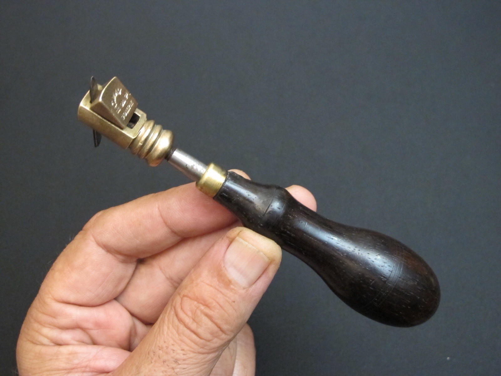 1868 Vtg “J. Gomph” Cobbler Leather Working Slitter/Cutter/Skiving Antique Tool 1868 Vtg “J. Gomph” Cobbler Leather Working Slitter/Cutter/Skiving Antique Tool