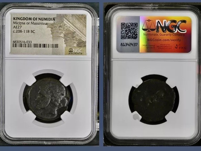 Numidian Empire Coin 208BC-118BC Punic War Carthage Era NGC Ancient Numidia Rare