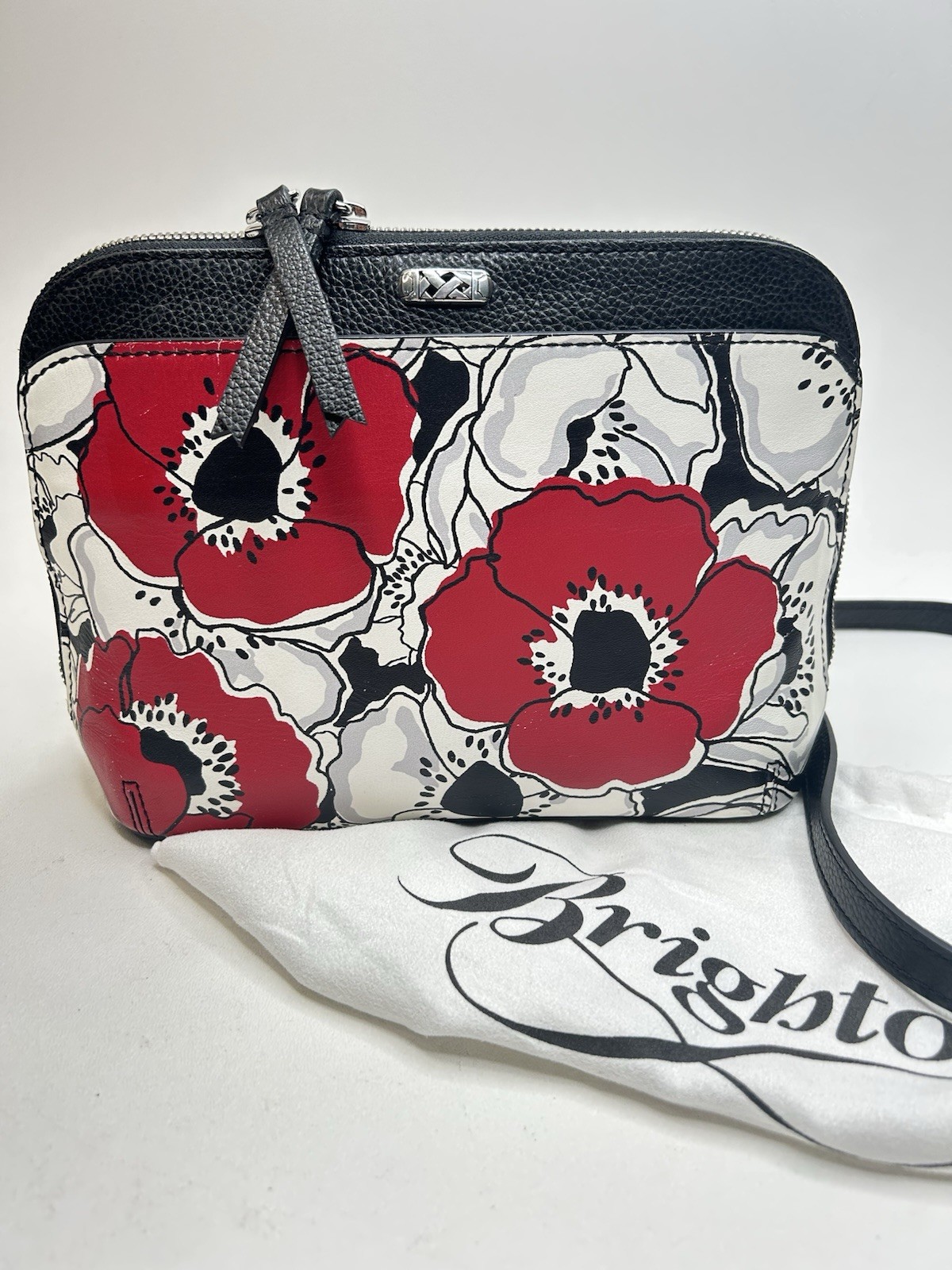 BRIGHTON JoJo Vera Neumann Poppy Zip Around Organizer Crossbody Bag Leather