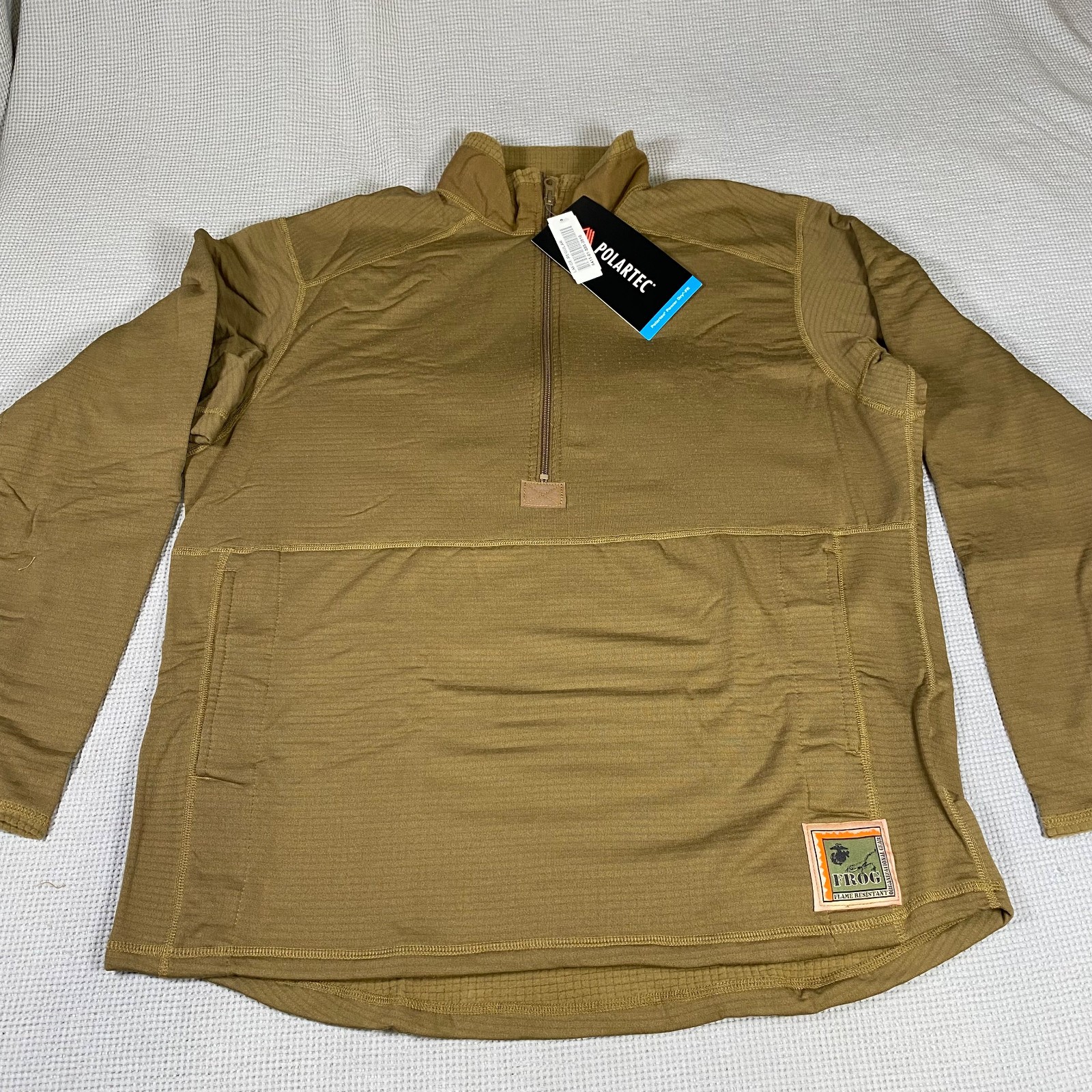 New USMC Polartec FROG Grid Fleece Waffle L2 1/2 Zip Pullover Coyote Brown LARGE New USMC Polartec FROG Grid Fleece Waffle L2 1/2 Zip Pullover Coyote Brown LARGE