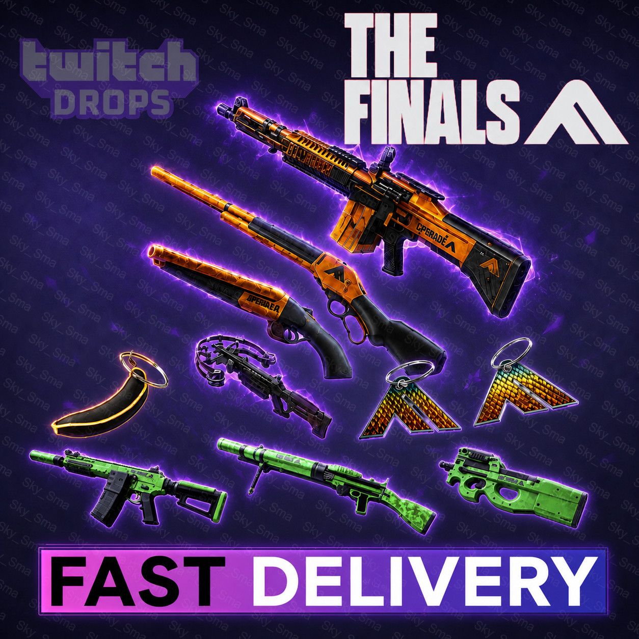 The Finals Twitch Drops - Weapon Skins + Charms - 18 Items The Finals Twitch Drops - Weapon Skins + Charms - 18 Items
