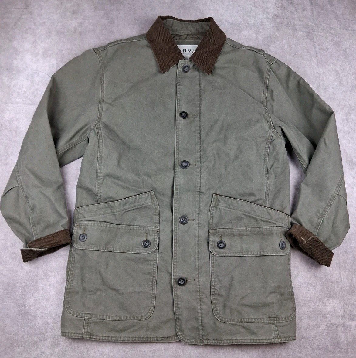 Orvis Chore Coat Jacket Green Mens Medium Canvas Utility Barn Quilted Vintage