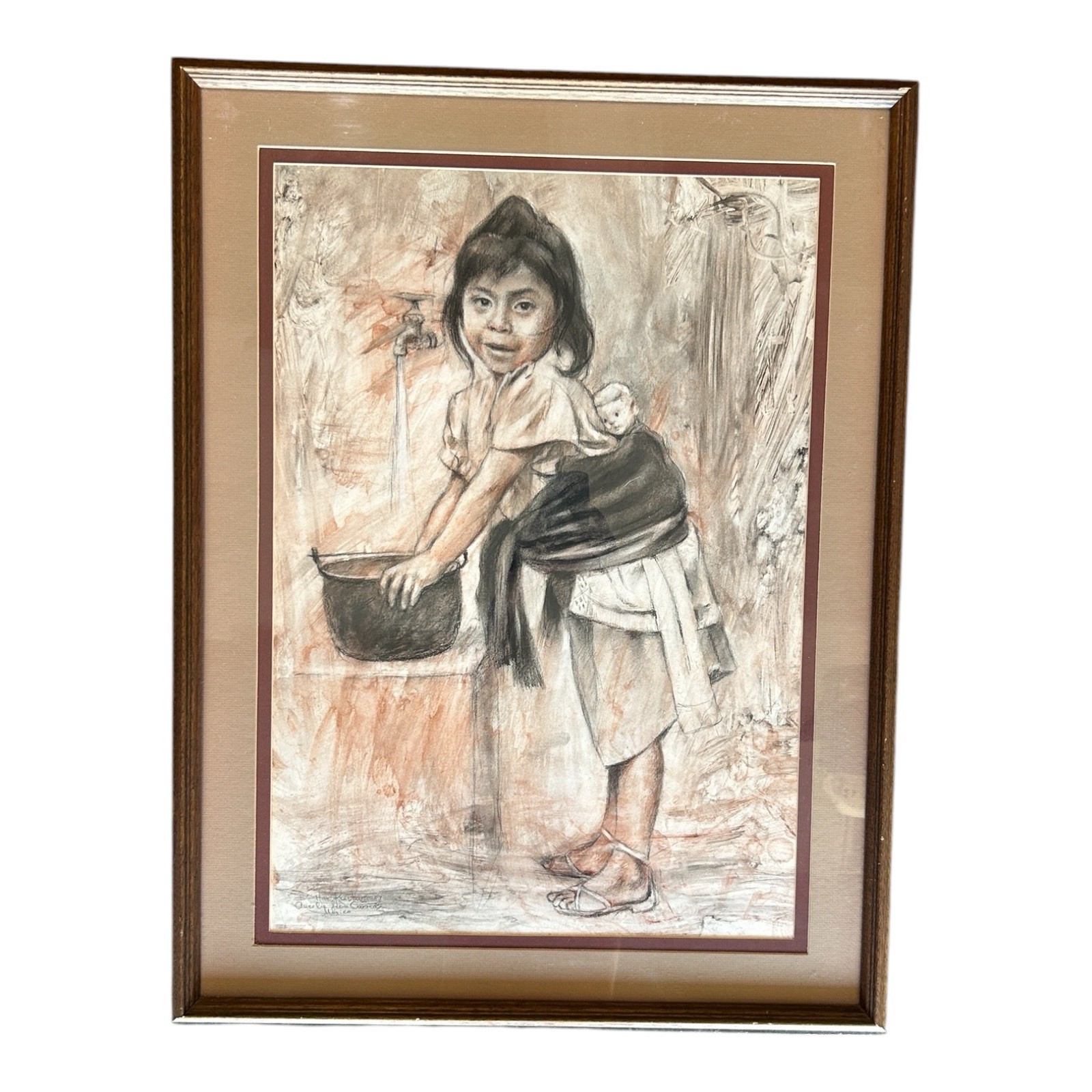 Dimitar Krustev Original Pastel Painting 1987 Aurelia Oaxaca Mexico Framed 33\