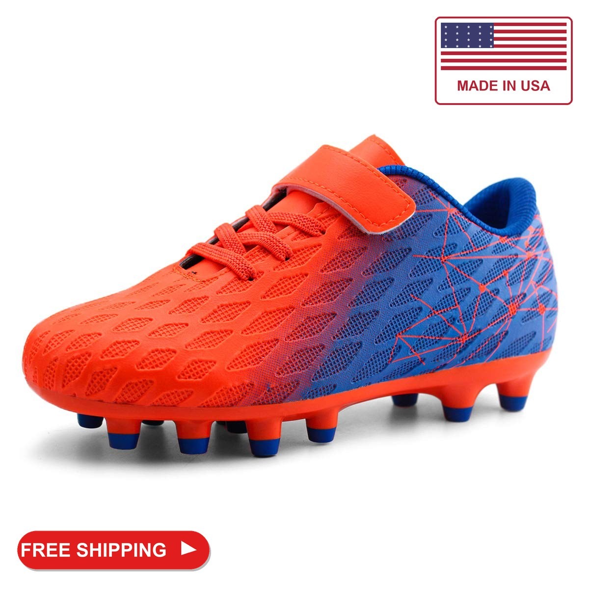 brooman Kids Firm Ground Soccer Cleats Boys Girls Athletic Outdoor Football Shoe
