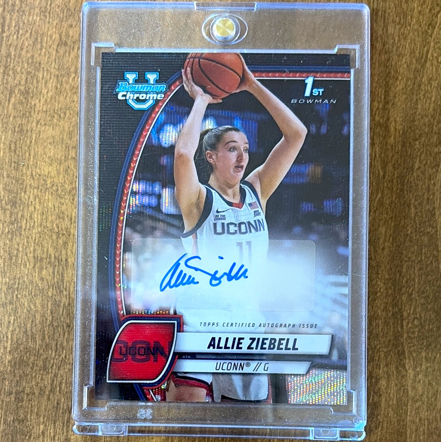 Topps 2024-25 Bowman Univ Chrome Allie Ziebell UConn #5 Auto RC Black Wave