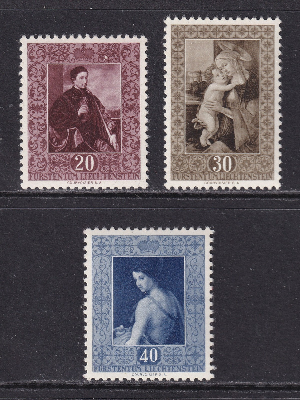 LIECHTENSTEIN 1952 Paintings set of 3 SG 305-307 MH/* (CV £170)