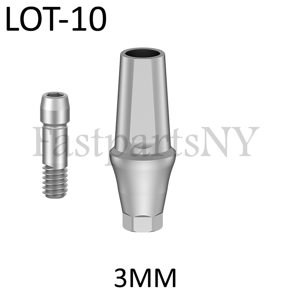 lot x 10 Straight Abutment Hiossen Regular replica with screw 3 mm conical