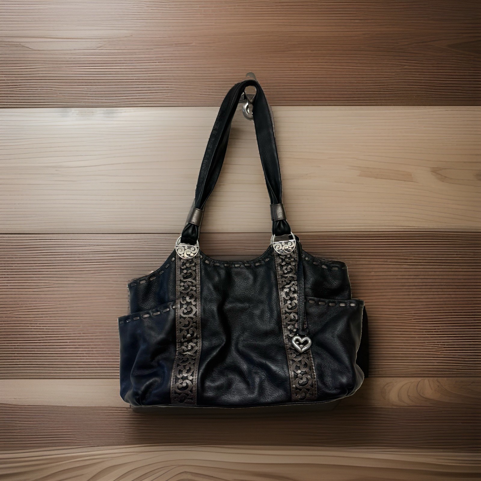Brighton Callie Black Leather Handbag Shoulder Bag Crossbody Strap Boho Western Brighton Callie Black Leather Handbag Shoulder Bag Crossbody Strap Boho Western