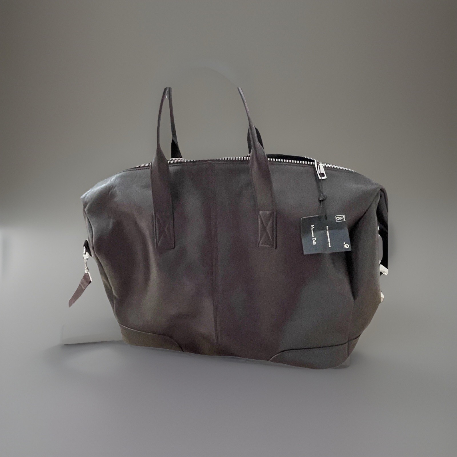 Massimo Dutti Leather Large Bag Brown New With Tags Made In India. 18”x 17”x 8”