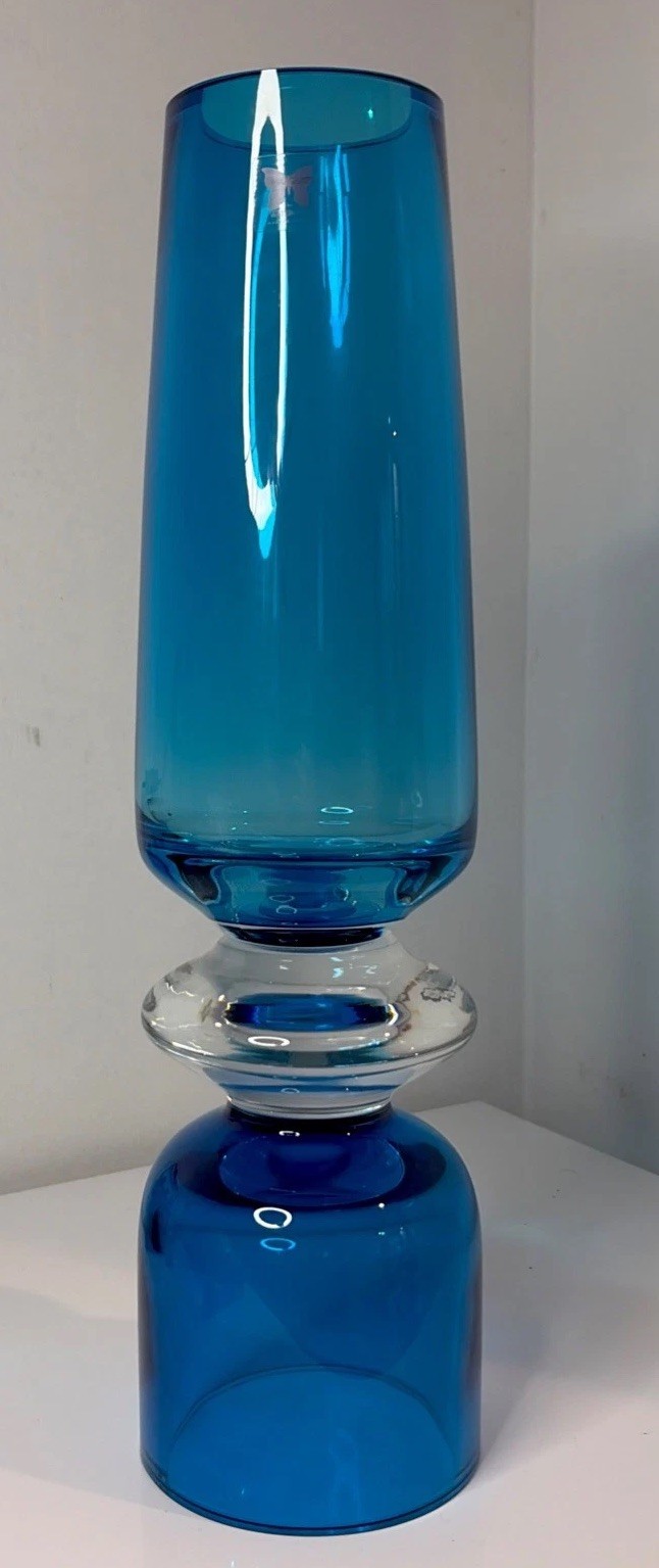Rare Marquis By Waterford Crystal Vase Samba Blue Candle Holder Mid Century Mod Rare Marquis By Waterford Crystal Vase Samba Blue Candle Holder Mid Century Mod