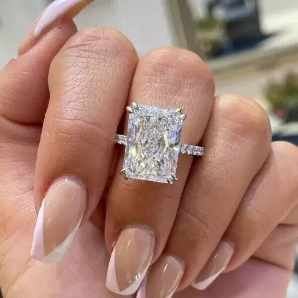 4.25Ct Radiant Cut Lab Created Diamond Anniversary Gift 14K White Gold FN Ring