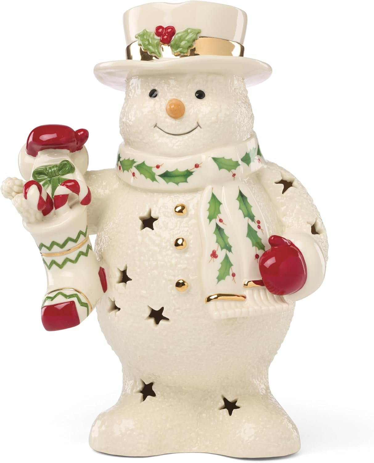 Lenox 897957 Happy Holly Days Snowman & Stocking Light-Up Figurine