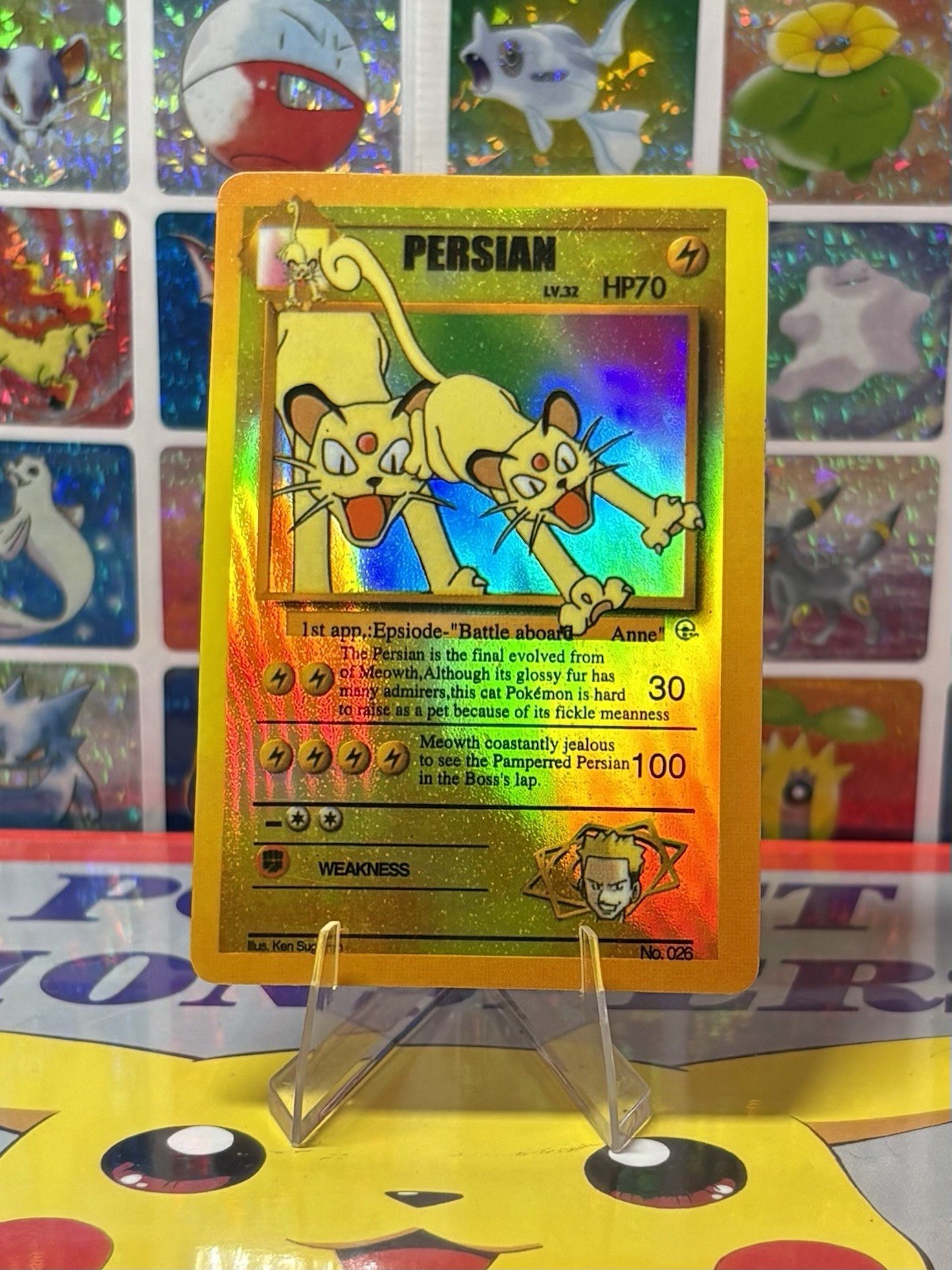 Pokemon Persian Vintage Pocket Monsters Vending HOLO Prism Sticker 1998 Anime