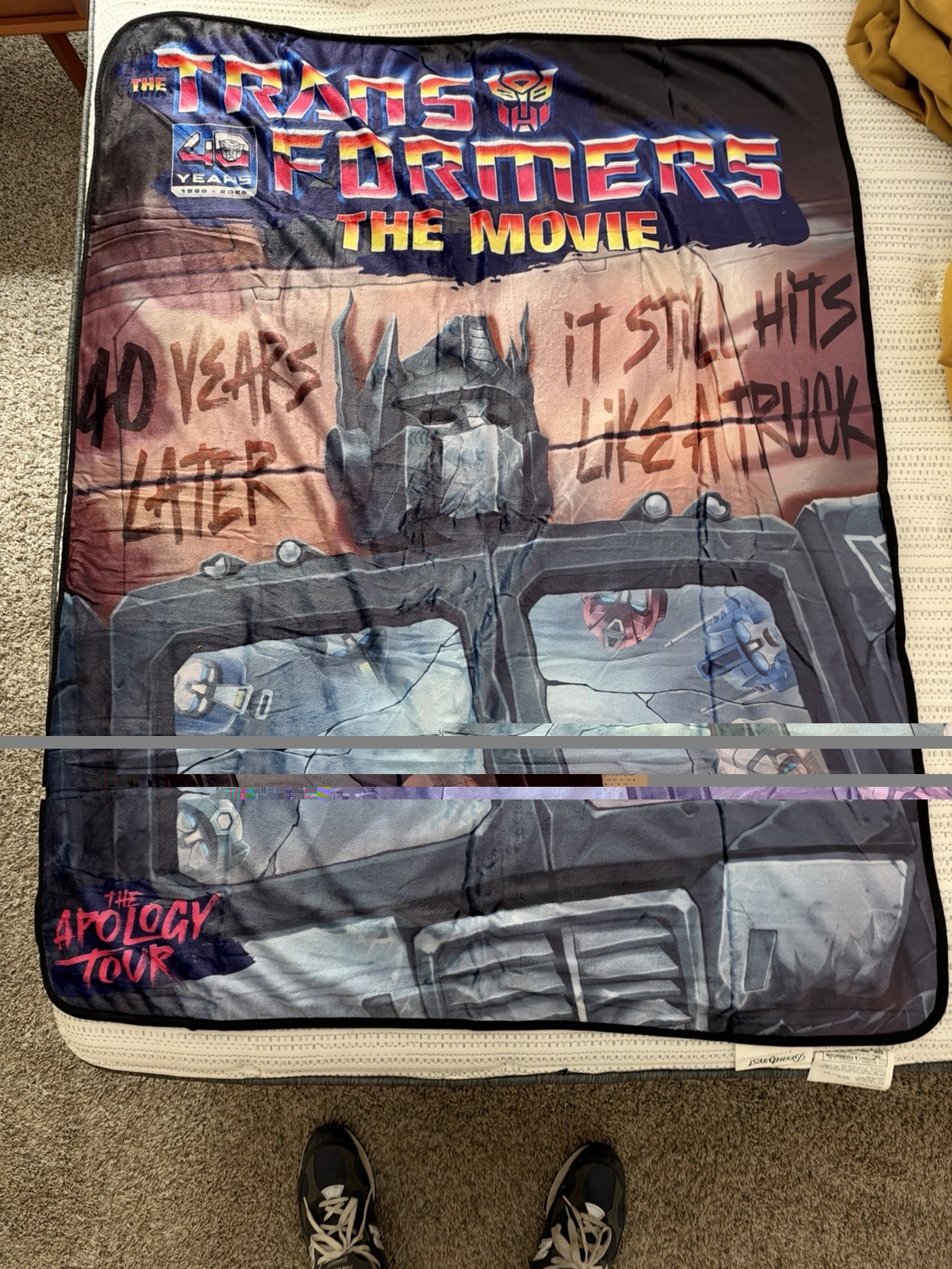 Transformers The Movie 40 Years Later Apology Tour Throw Blanket  AMC Exclusive