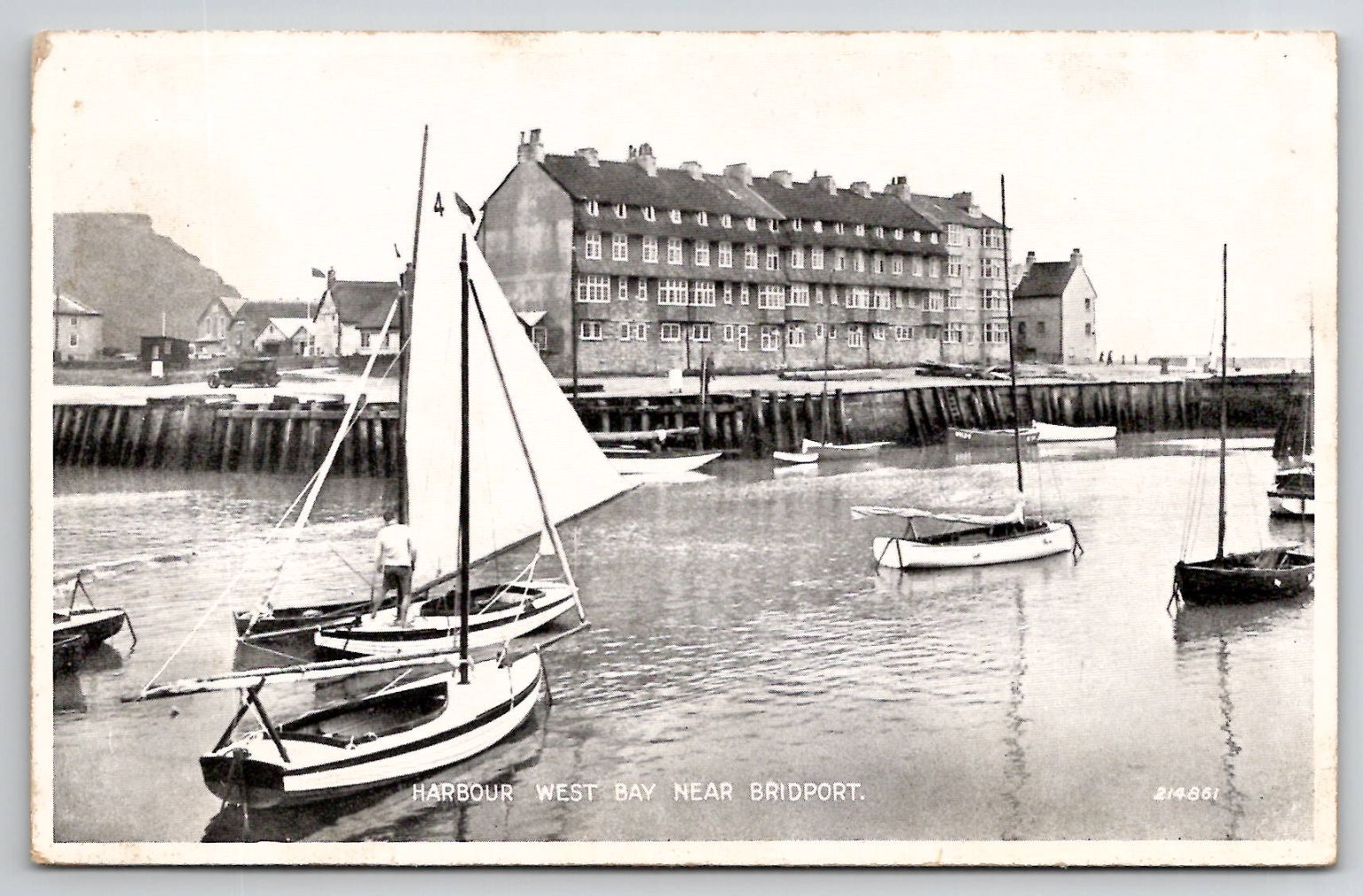 West Bay Harbour Bridport Dorset UK Postcard Valentine\'s Silveresque Boats