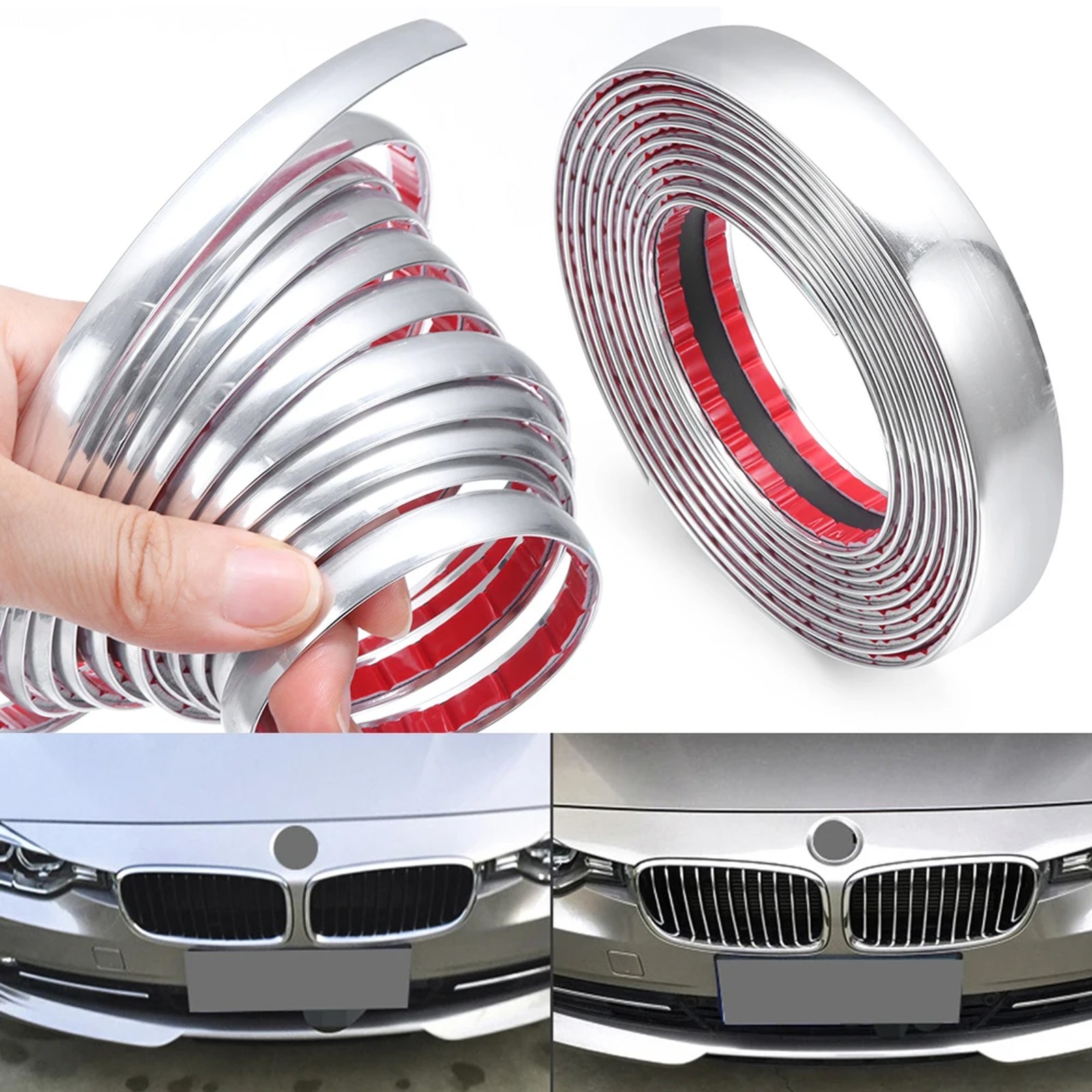 Universal Chrome Trim Molding Strip Car Door Window Bumper Side Trime Protector