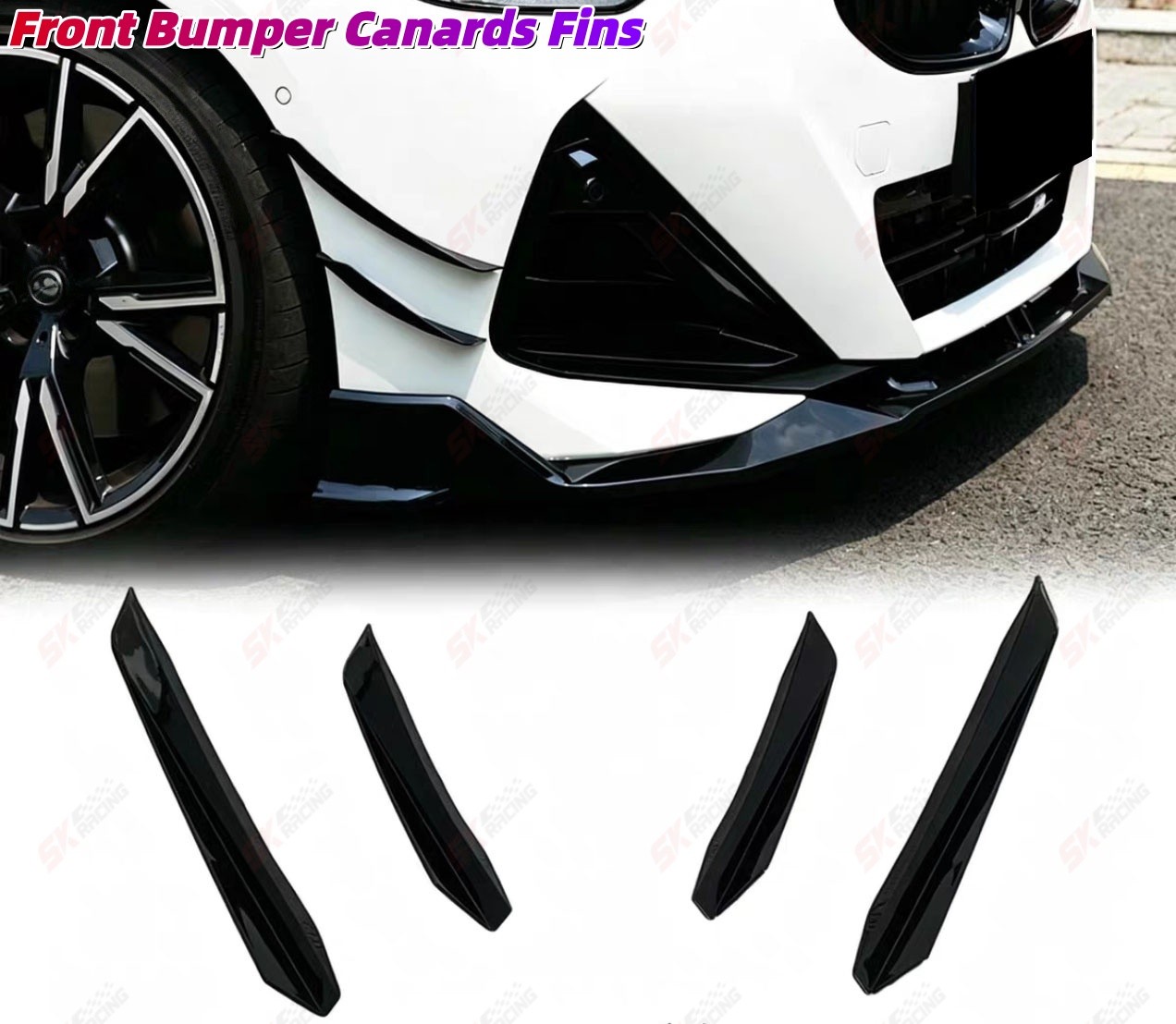 Front Rear Lip Side Skirts Kits Fits BMW 2 Series G42 M240i 22+ ABS Glossy Black
