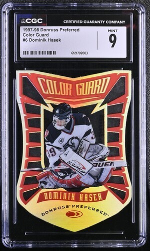1997-98 Donruss Preferred Color Guard #6 Hasek CGC 9 Die-Cut Foil Plastic /1500 1997-98 Donruss Preferred Color Guard #6 Hasek CGC 9 Die-Cut Foil Plastic /1500