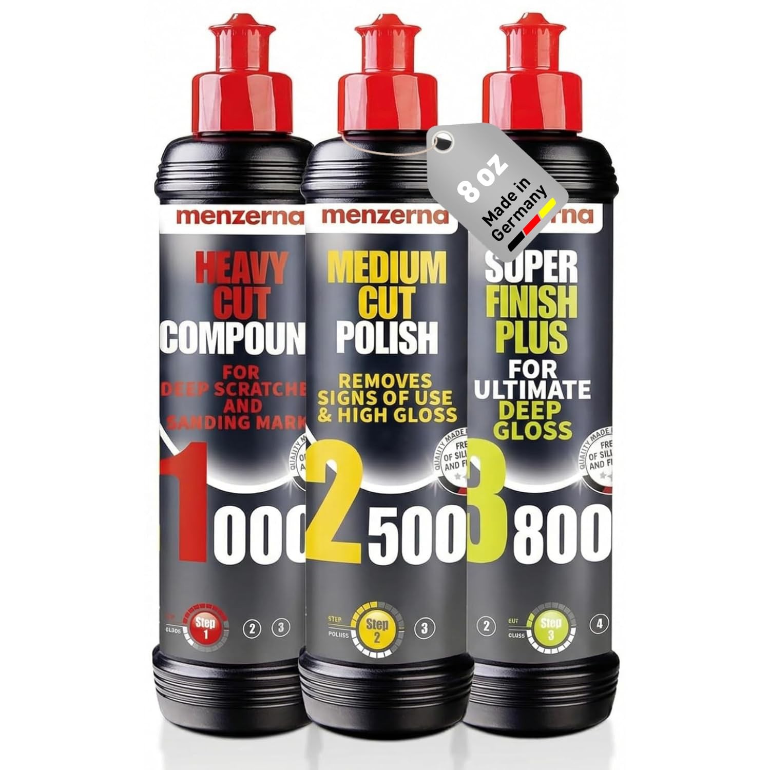 3 Step Car Polishing Compound Set 8oz HCC1000 MCC2500 3800 Cut Swirl Scratch 3 Step Car Polishing Compound Set 8oz HCC1000 MCC2500 3800 Cut Swirl Scratch