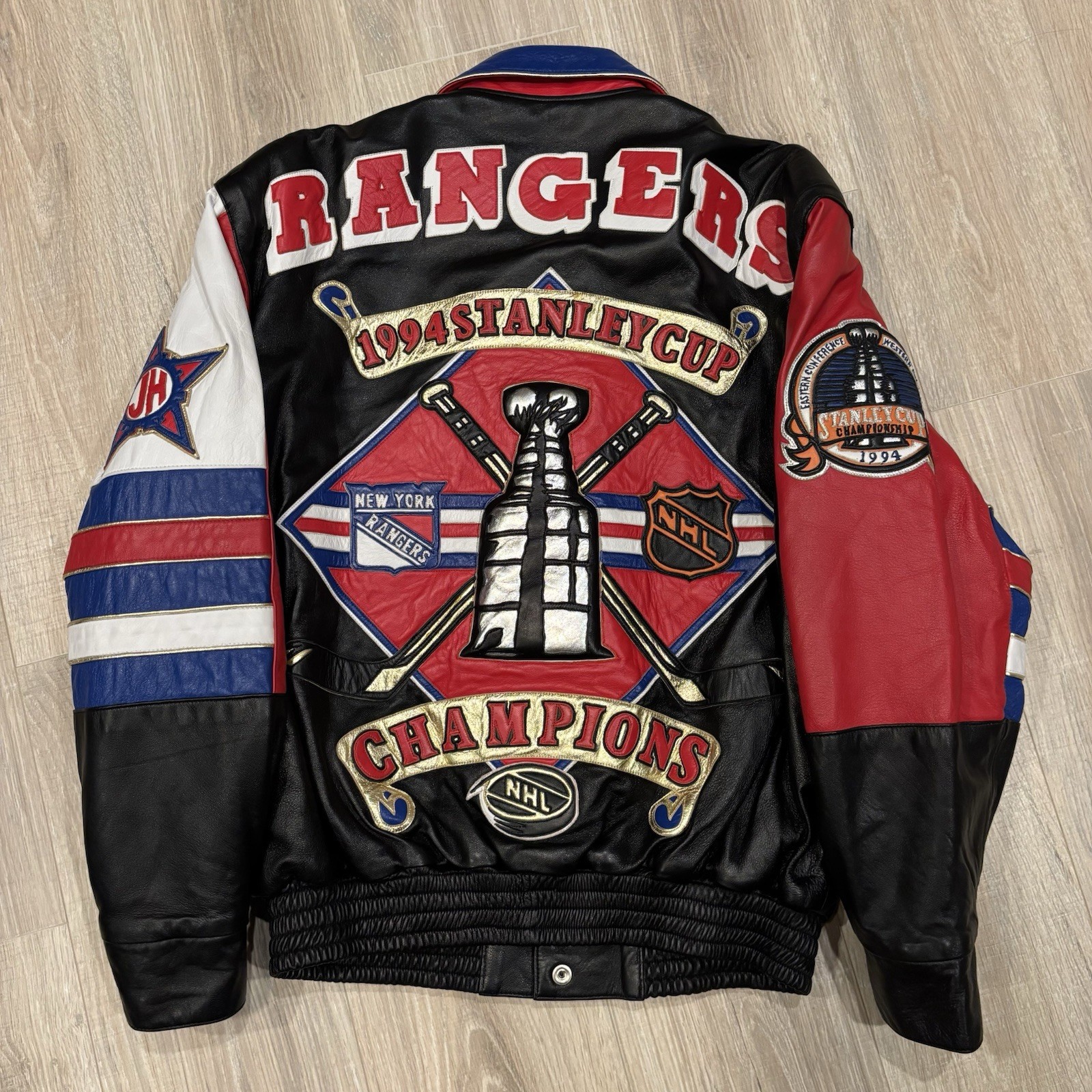 Vintage Jeff Hamilton New York Rangers Leather Jacket 1994 Stanley Cup Mens Med Vintage Jeff Hamilton New York Rangers Leather Jacket 1994 Stanley Cup Mens Med
