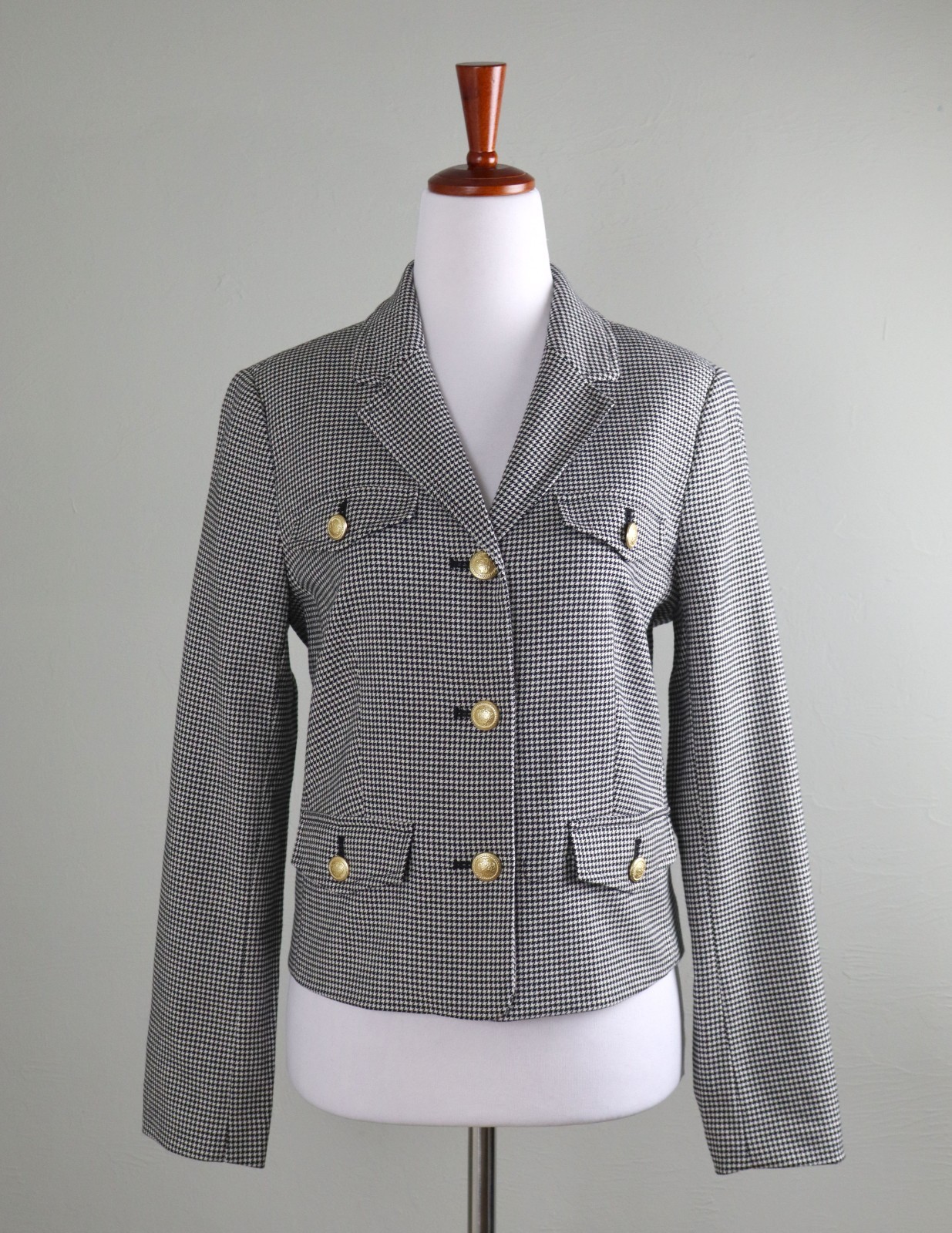 TALBOTS NWT $149 Houndstooth Four Pocket Lined Jacket Top Size 8 Petite
