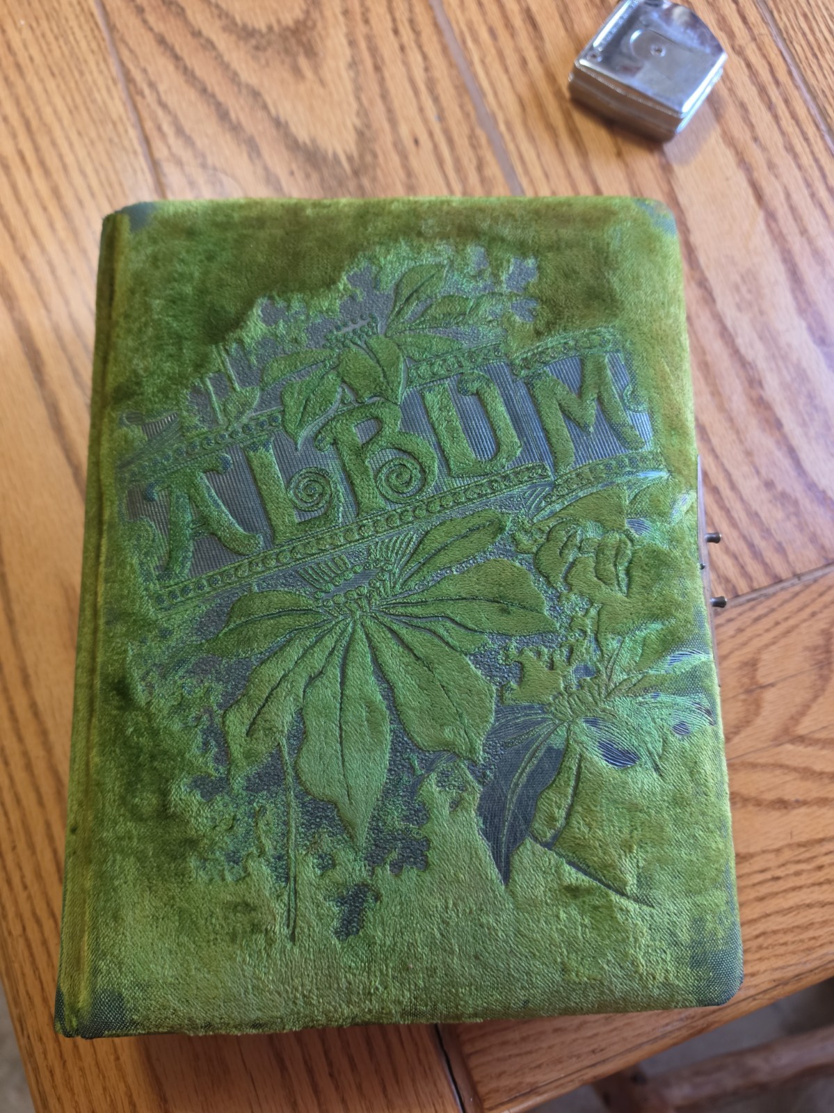 Antique Victorian Art Nouveau Embossed Green Velvet Photo Album Antique Victorian Art Nouveau Embossed Green Velvet Photo Album