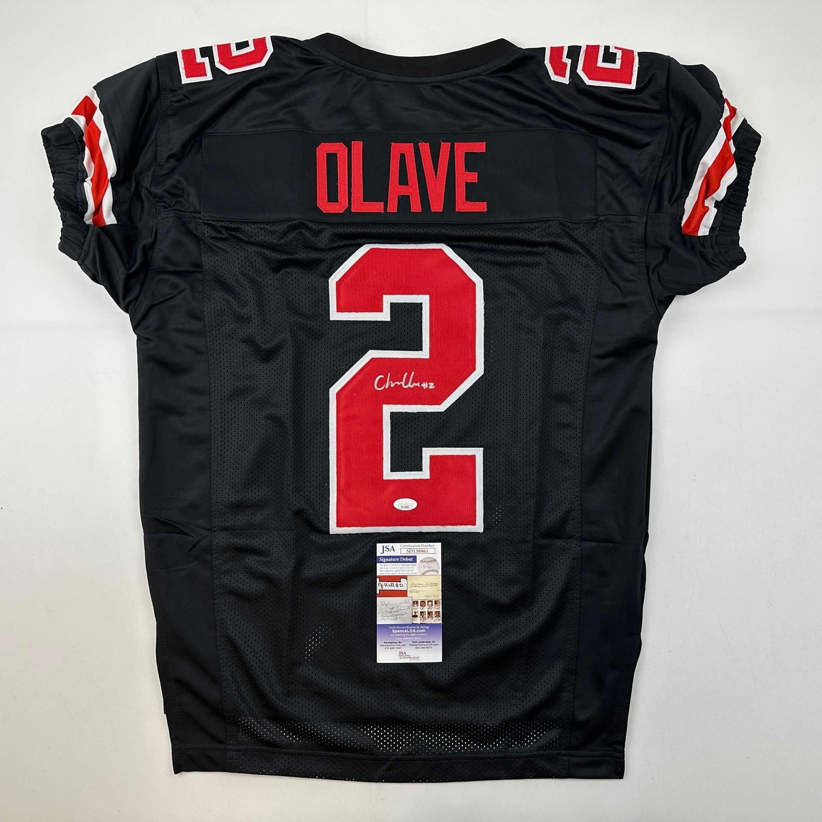 Autographed/Signed Chris Olave Ohio State Black College Jersey JSA COA