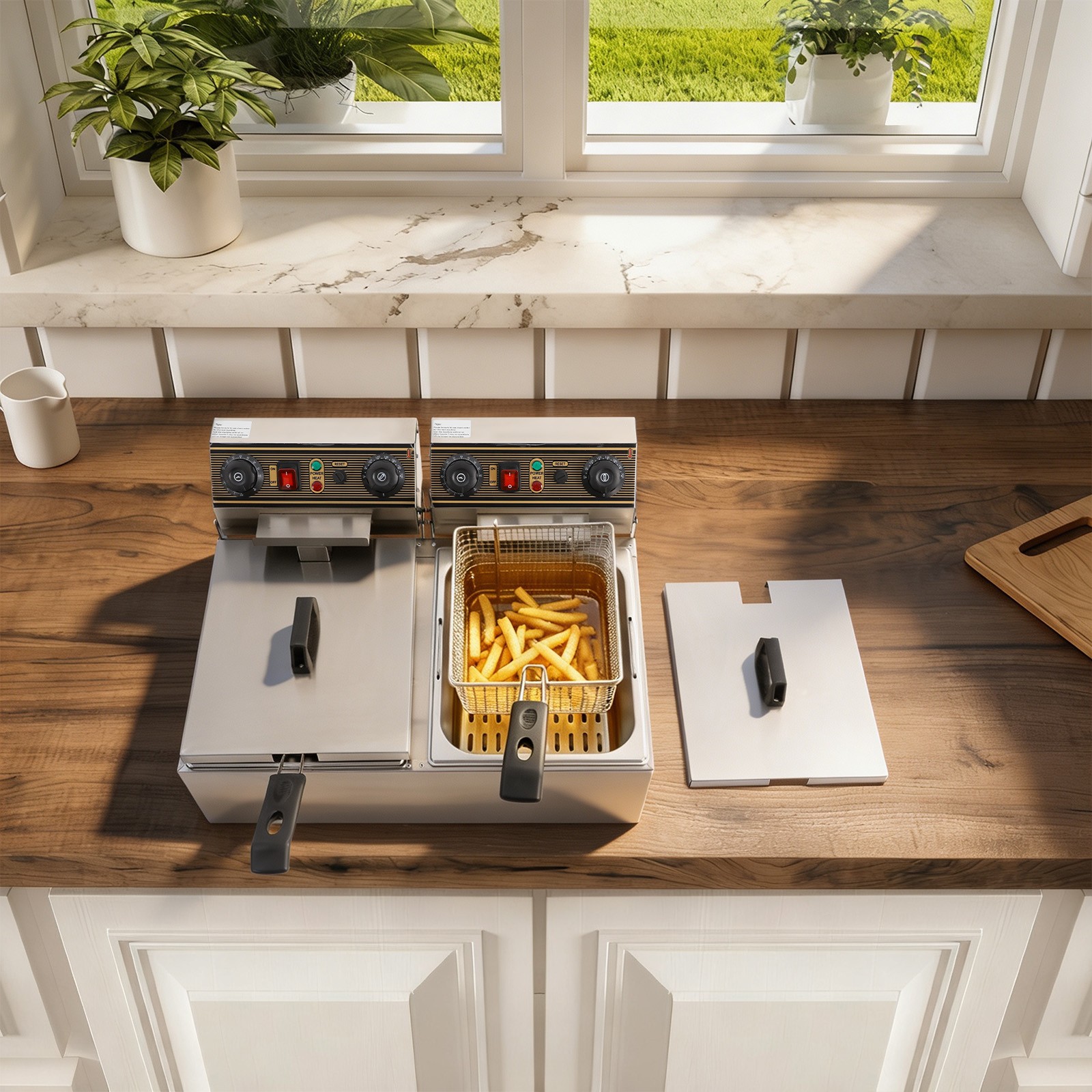 Deep Fryer Commercial Electric Deep Fryer Stainless Deep Fryer w/ Filter Basket