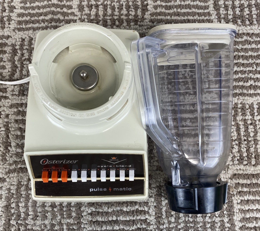 Vintage Osterizer Imperial Pulse-Matic 10 Speed Blender 5 Cup Plastic Jar