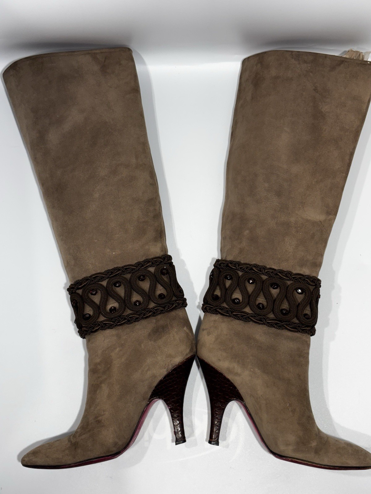 vtg EMANUEL UNGARO PARIS Boots Brown Suede \