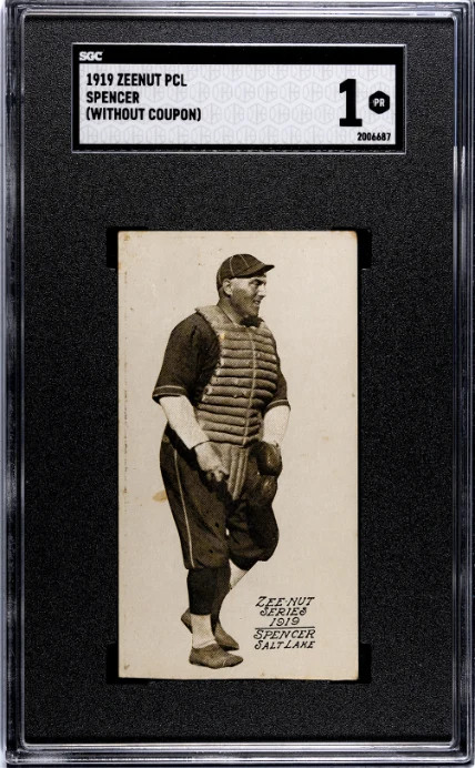 1919 ZEE-NUT TUBBY SPENCER NNO POOR ZEENUT SGC 1 BASEBALL SALT LAKE CITY BEES