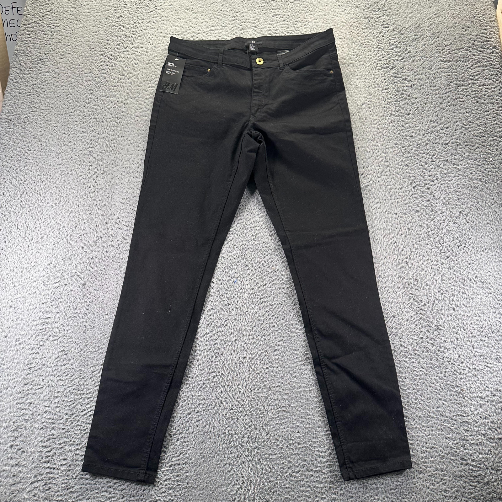 H&M Jeans Womens 16 Black Cotton Denim Skinny Leg Dark Wash Stretch Workwear H&M Jeans Womens 16 Black Cotton Denim Skinny Leg Dark Wash Stretch Workwear