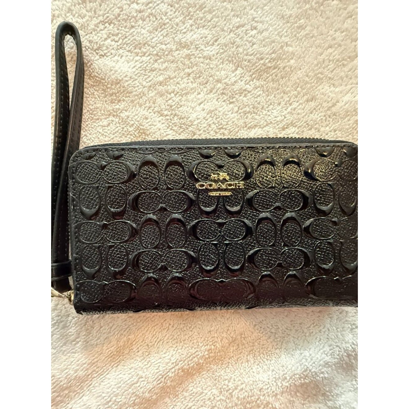 Coach Small Wristlet – Black on Black C – Great Condition, Minor Inside Wear
