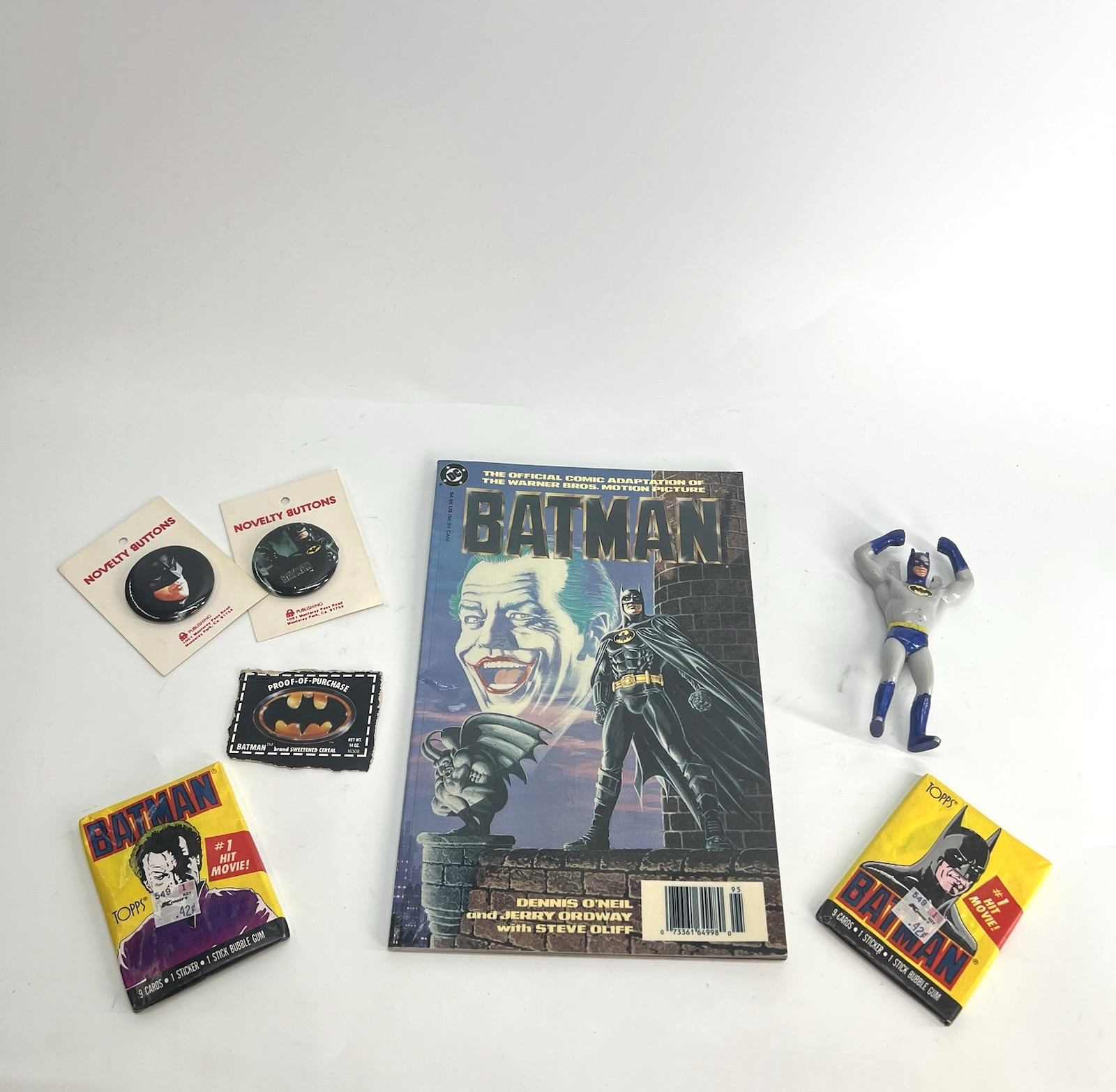 Vintage Batman 1989 Lot Comic Adaptation Topps Card Packs Figure Pins Vintage Batman 1989 Lot Comic Adaptation Topps Card Packs Figure Pins