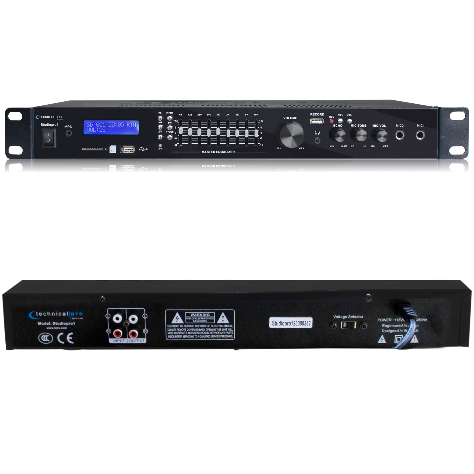 Technical Pro StudioPro1 Rack Mount Bluetooth USB/SD Recording Studio Deck Technical Pro StudioPro1 Rack Mount Bluetooth USB/SD Recording Studio Deck