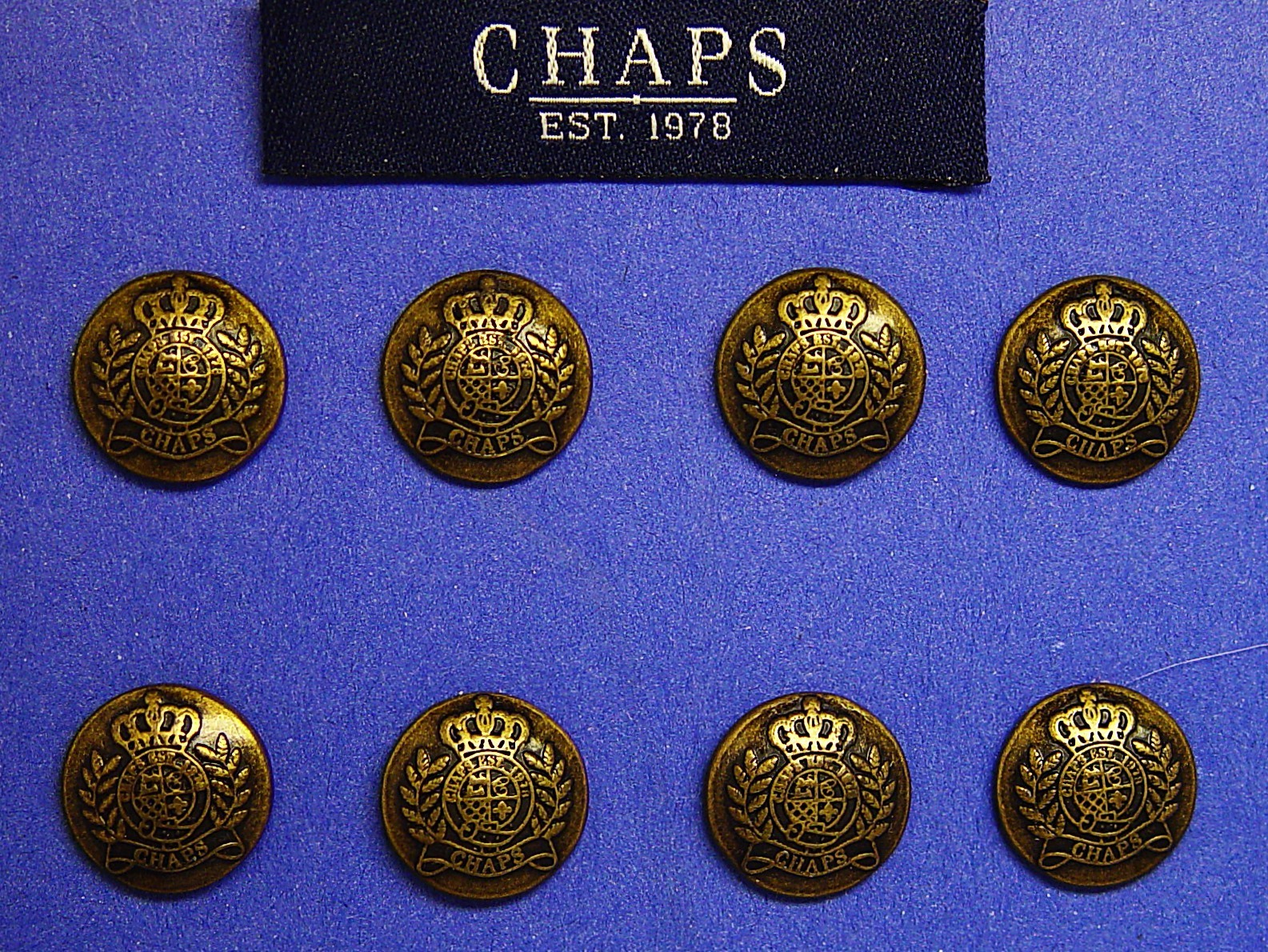 CHAPS REPLACEMENT BUTTONS 8 BRONZE TONE METAL SIGNATURE GOOD USED CONDITION