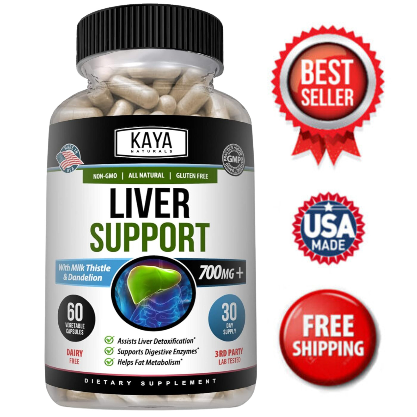 Liver Support 60ct Cleanse Detox Repair Health Milk Thistle Dandelion Root Zinc