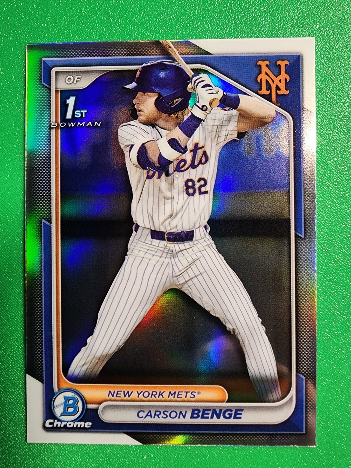 2024 Bowman CHROME CARSON BENGE 1ST ROOKIE REFRATOR #BDC-28 NEW YORK METS RC