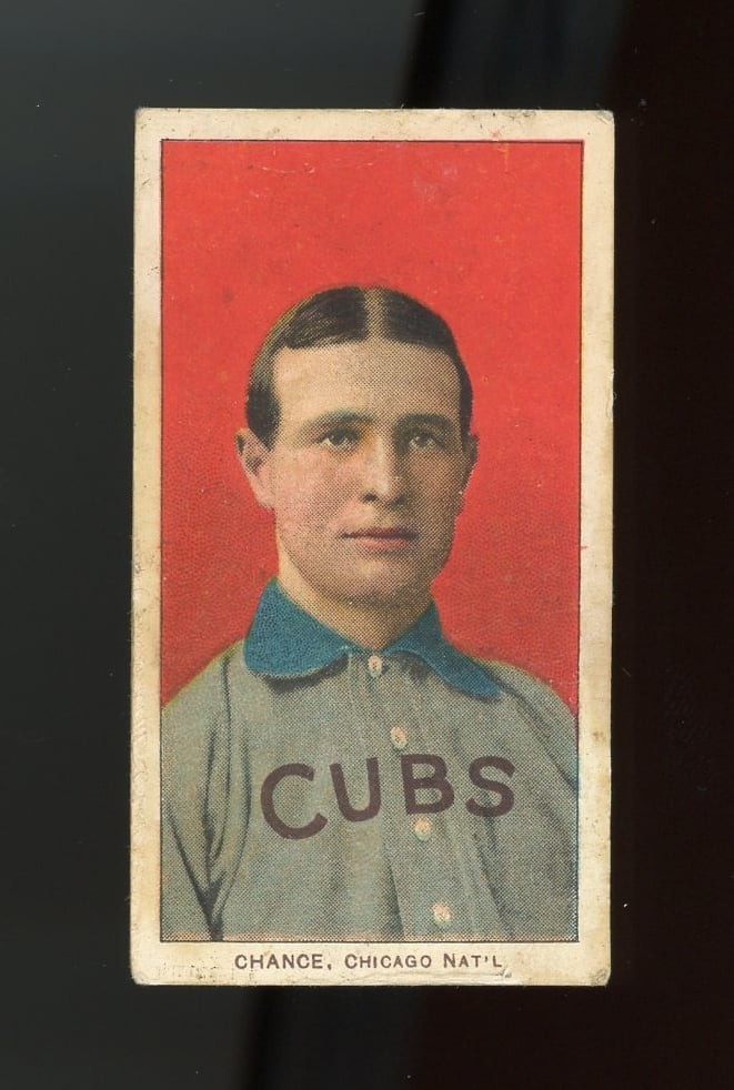 1909-1911 T206 Frank Chance Red Background Portrait poor/fair Chicago Cubs HOF 1909-1911 T206 Frank Chance Red Background Portrait poor/fair Chicago Cubs HOF