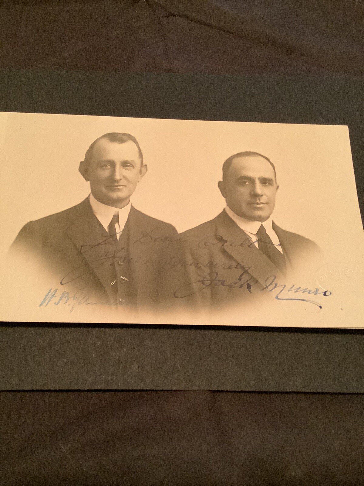 Jack Munro Signed Studio Photo from Sydney ~ Fought Jim Jefrees 2x 1904 Jack Munro Signed Studio Photo from Sydney ~ Fought Jim Jefrees 2x 1904