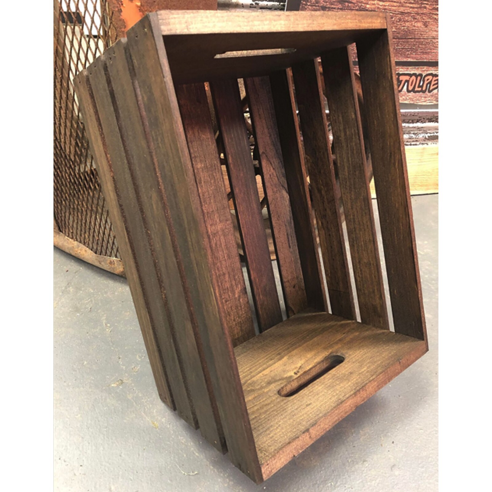 Wooden Crate Dark Walnut Color Rustic Crate