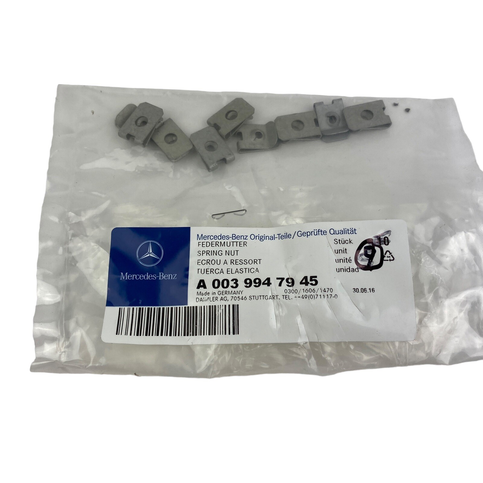 9-pack of Genuine Mercedes-Benz Lower Quarter Trim Nuts 003-994-79-45 9-pack of Genuine Mercedes-Benz Lower Quarter Trim Nuts 003-994-79-45