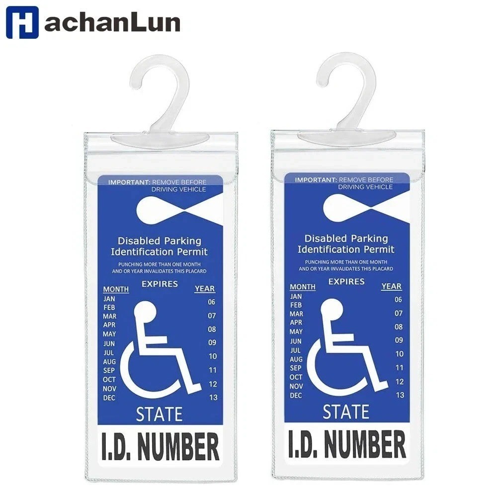2x Handicap Parking Permit Placard Protector Cover Hanger Car Holder Hang Sleeve