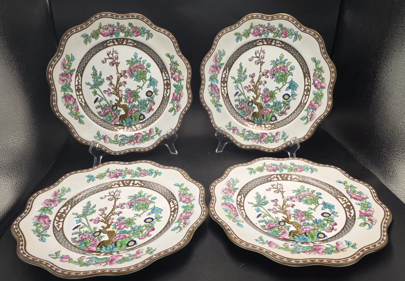 4 Coalport Indian Tree Dinner Plates Scalloped 10 5/8