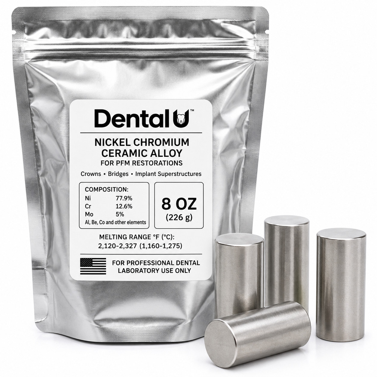 Nickel Chromium Ceramic Alloy PFM Crowns Bridges Dental Lab 8 oz